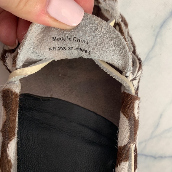 Boden Pony hair White & Brown Spotted Moccasins 9 - Picture 7 of 8